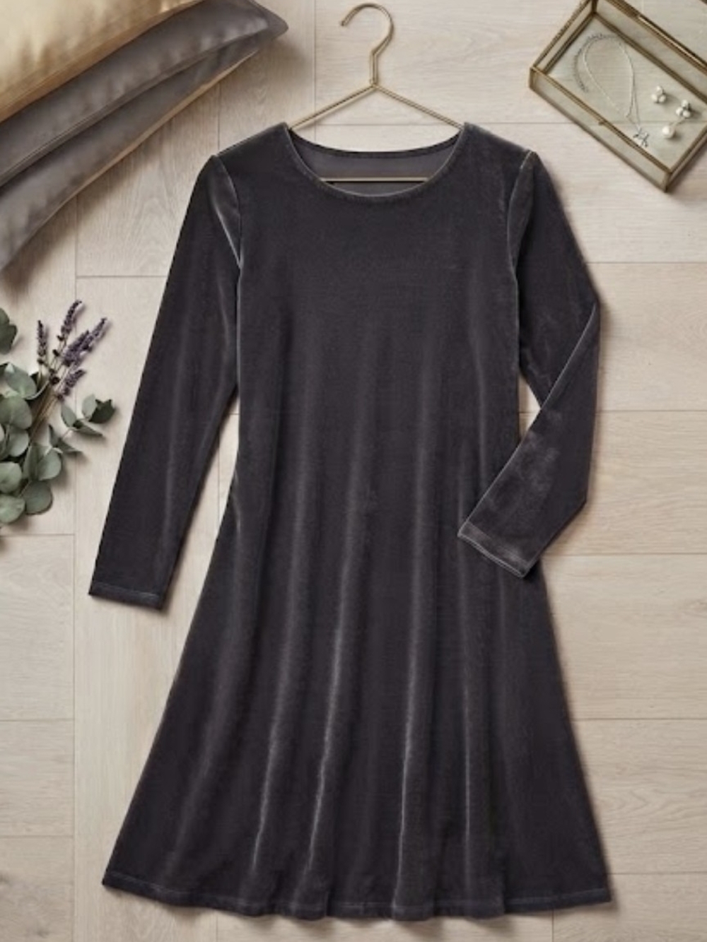 CP Shades Velour Dress - Anthracite